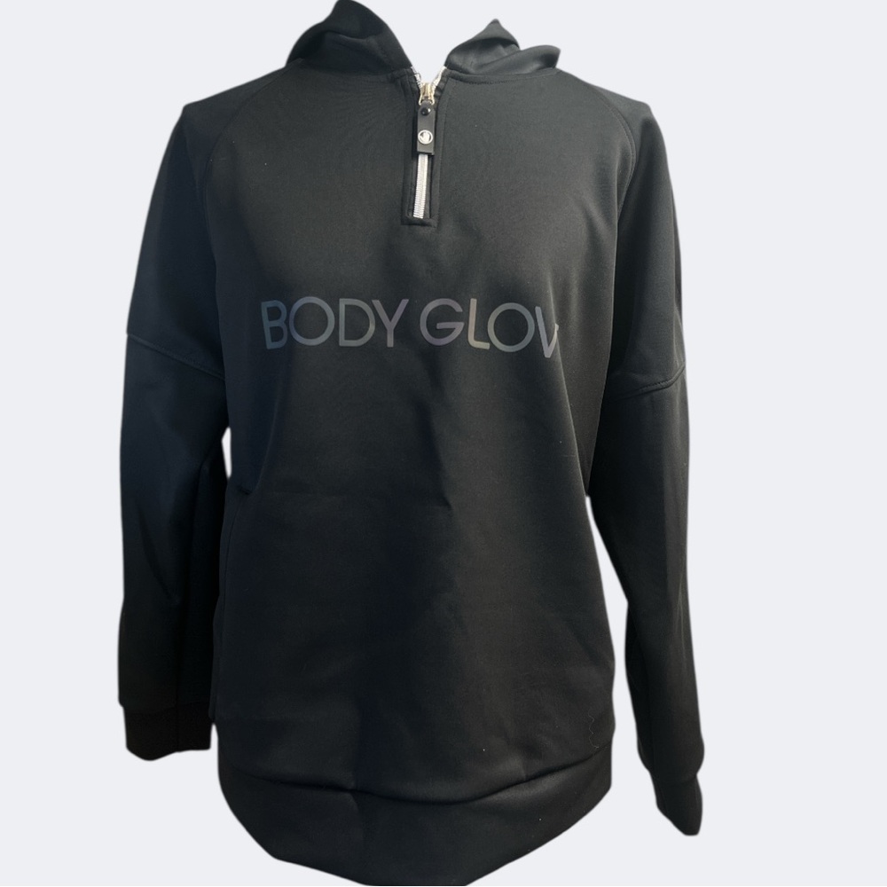 Body Glove  Womens Hoodie M ‎ Black Quarter Zip Jacket Stretch Lightweight Ponte
